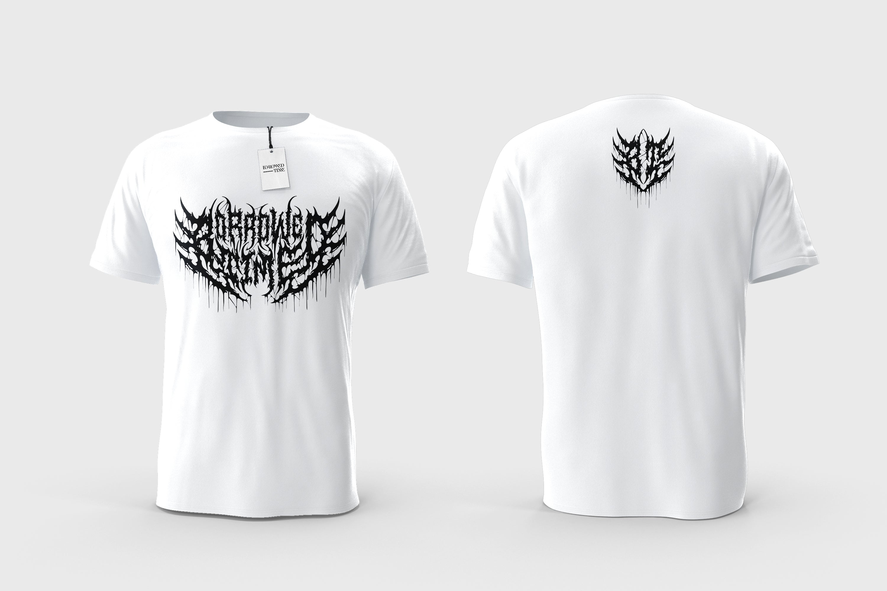 White T-Shirt Borrowed Time - Black logo
