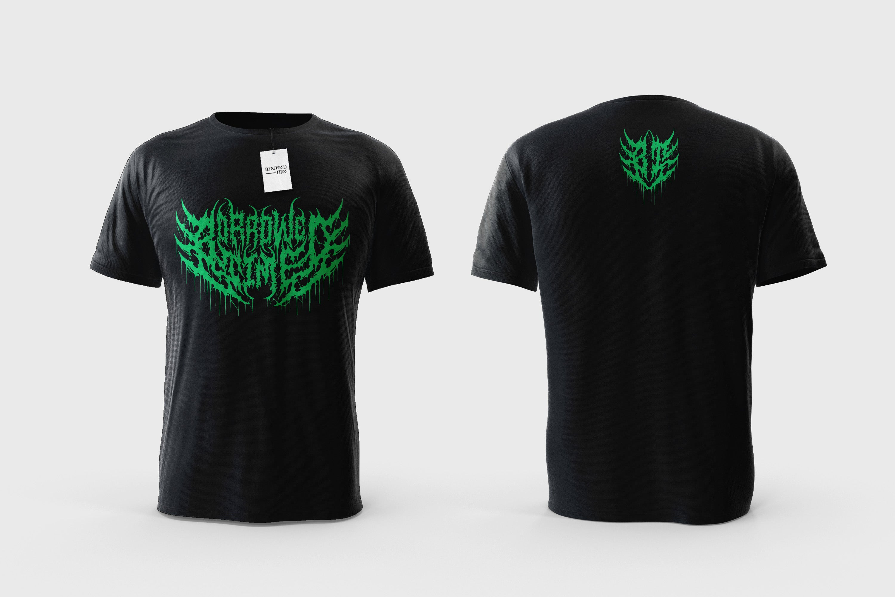Black T-Shirt Borrowed Time - Green logo