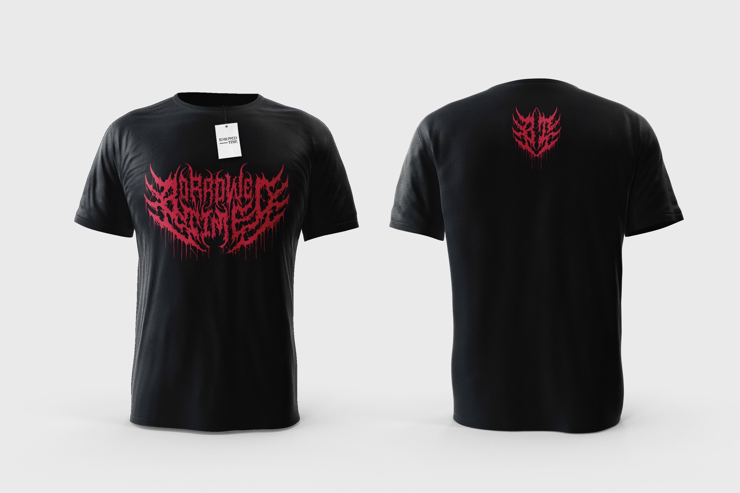 Black T-Shirt Borrowed Time - Red logo