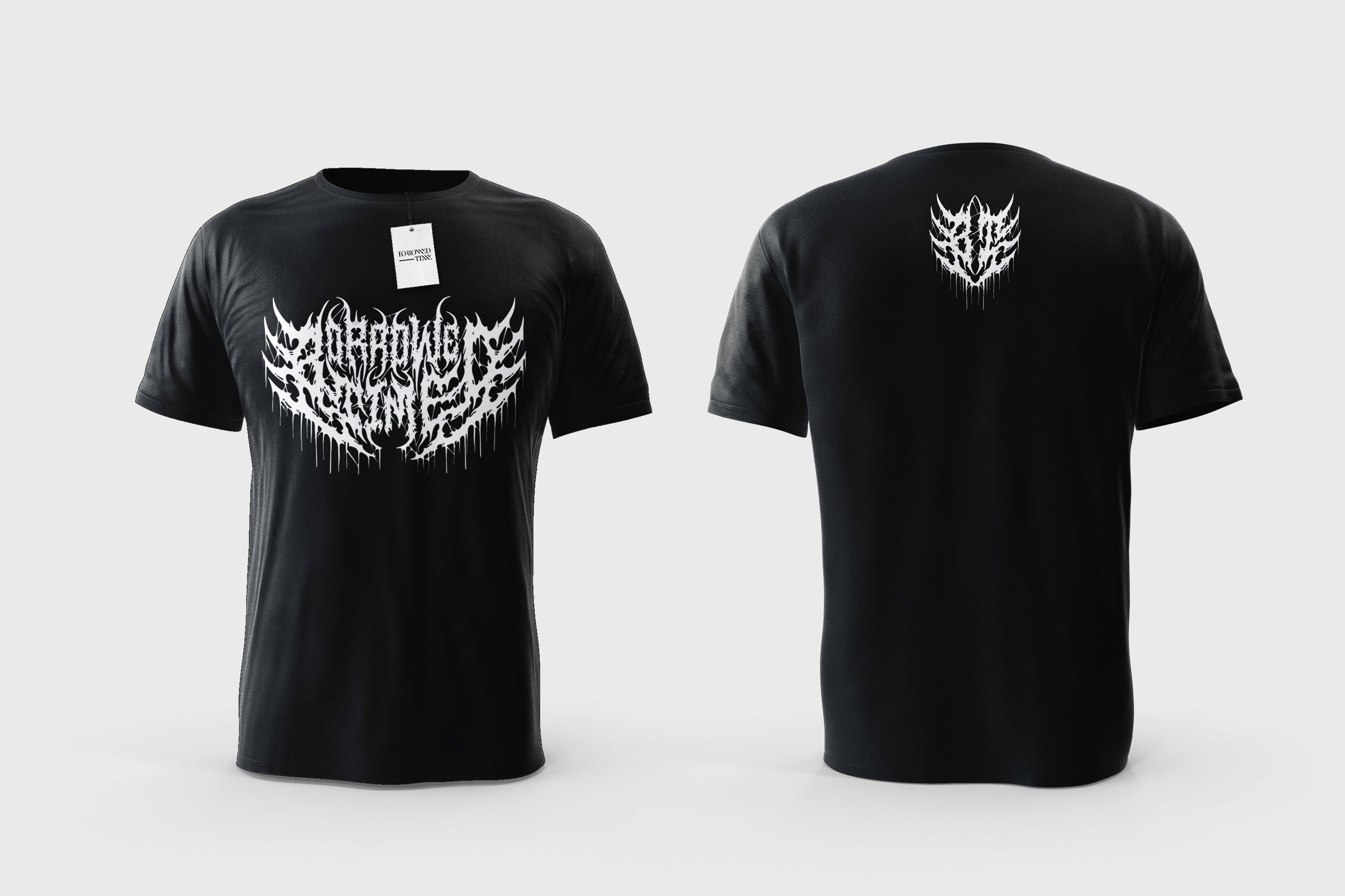 Black T-Shirt Borrowed Time - White logo